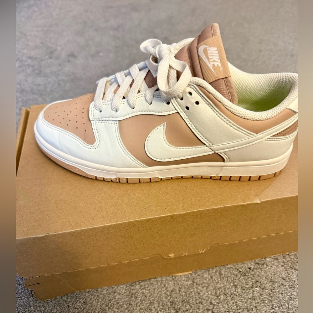 Nike Women's Tan and White Dunks